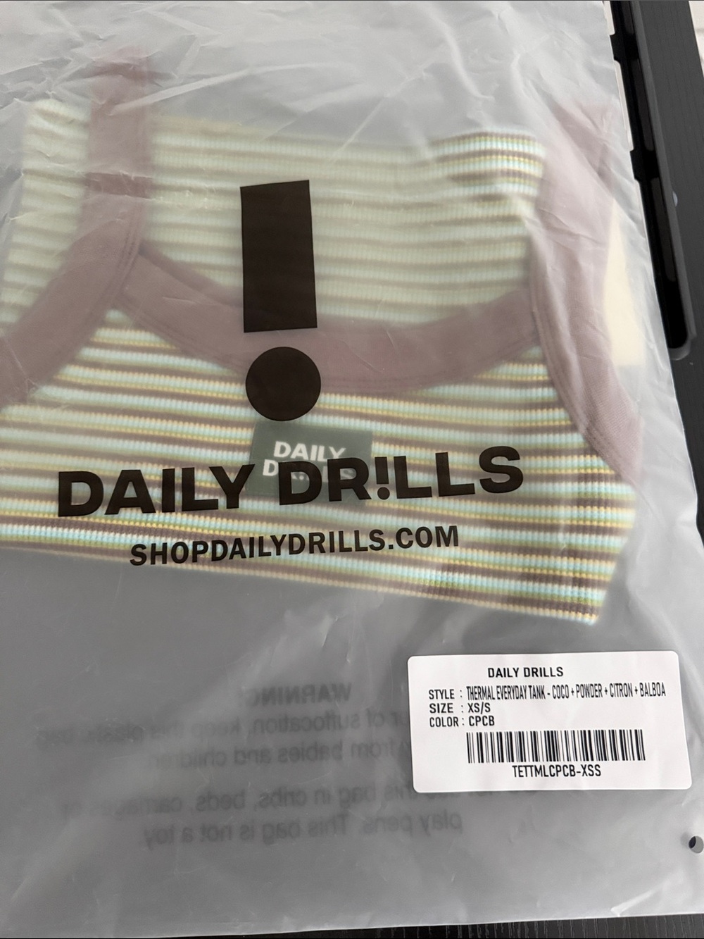 Daily Drills Thermal Everyday Beachy Striped Ribbed Tank - Picture 2 of 2